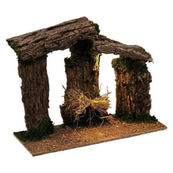 Crèche de Noël - PARIS PRIX - Arches en Bois - 45cm - LED - Naturel