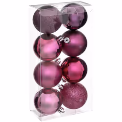 Déco de sapin Lot de 8 Boules de Noël D 7 cm - Cassis et Fuchsia - Feeric Christmas (-) Dimensions : D. 7 cm - 8 Boules assor ...