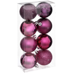 Déco de sapin Lot de 8 Boules de Noël d 7 cm - Cassis et Fuchsia - Feeric Christmas