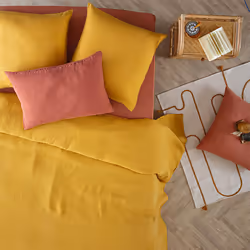 Housse de couette en lin jaune ocre