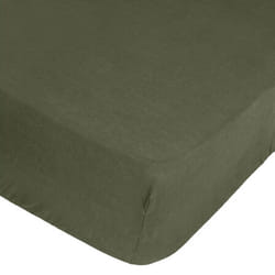 Drap housse 100 % lin B30 vert kaki 140x190