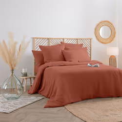 Taie d?oreiller 100 % lin orange terracotta 50x70