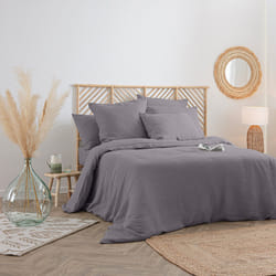 Housse de couette en lin gris ardoise 240x220
