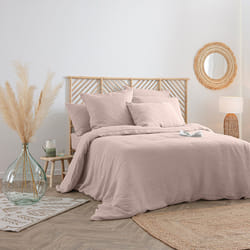 Housse de couette en lin rose