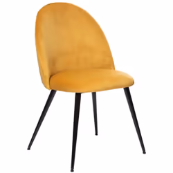 Description générale La Chaise Slano d'Atmosphera allie confort luxueux et design moderne. Avec sa teinte jaune ocre en velou ...