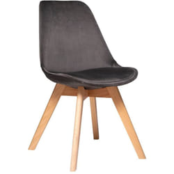 Atmosphera - Chaise Baya pieds hêtre velours gris créateur d'intérieur