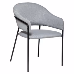 Fauteuil en tissu coloris gris de la marque Atmosphera. Confort et élégance pour ce fauteuil à la structure en acier noir. So ...