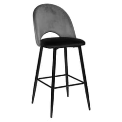 Chaise de bar Kara, gris ardoise, velours