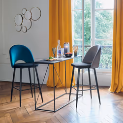 Chaise de bar Kara, gris ardoise, velours