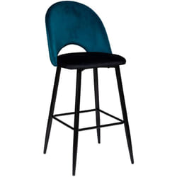 Chaise de bar Kara velours bleu canard Atmosphera créateur d'intérieur