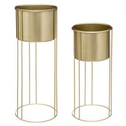 Set x 2 Pot Métal Art Max H 58 Doré - ATMOSPHERA