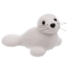 Statuette Déco Bébé Phoque Manteau 16cm Blanc