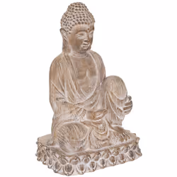 Statue décorative Bouddha en magnésie Effet Bois H 67 cm intérieur ou extérieur - Atmosphera (-) Dimensions : L. 42,5 x P. 35 ...