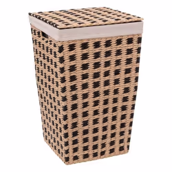 Panier à linge - Marron et beige - Papier fer et polyester - L. 335 x P. 325 x H. 53 cm