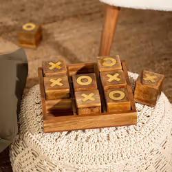 Jeu Morpion Bois 23x23 Beige Moyen