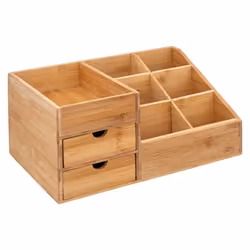 Organisateur en bambou - FIVE - 3 tiroirs - 7 compartiments - Marron - 33x15.6x20.5 cm