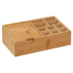 Organiseur de salle de bain - FIVE - Modèle Unique - 10 Compartiments - Bambou - Miroir