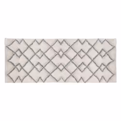 Tapis de salle de bain - FIVE - Grand Tapis Ethnique - Coton 100% - 50 x 120 cm - Gris/Blanc