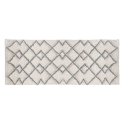 Tapis de salle de bain - FIVE - Grand Tapis Ethnique - Coton 100% - 50 x 120 cm - Gris/Blanc