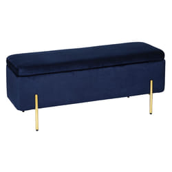 Banc Coffre Art Velours Bleu Encre