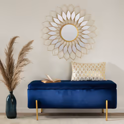 Banc Coffre Art Velours Bleu Encre
