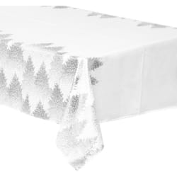 Atmosphera - Nappe Blanche imprimé Sapin argenté 140 x 360 cm - Feeric Christmas