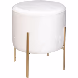 Description générale Ce tabouret en velours de couleur ivoire allie confort et élégance. Son design arrondi et ses pieds en m ...