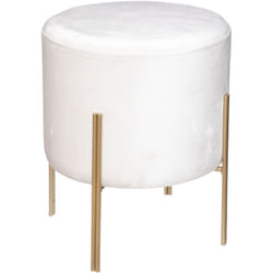 Atmosphera - Tabouret velours Ivoire Living