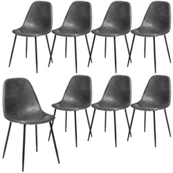 Lot de 8 Chaises Vladi Effet Cuir Gris Atmosphera