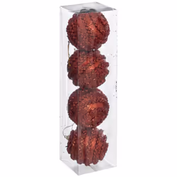 Déco de sapin Lot de 4 Boules de Noël D 8 cm Effet Maille - Rouge - Feeric Christmas (-) Dimensions : L. 8 x P. 8 x H. 8 cm - ...