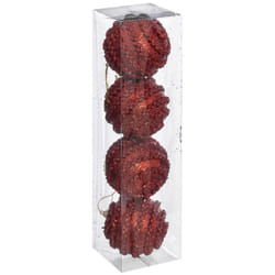 Déco de sapin Lot de 4 Boules de Noël d 8 cm Effet Maille - Rouge - Feeric Christmas
