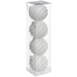 Déco de sapin Lot de 4 Boules de Noël d 8 cm Effet Maille - Blanc - Feeric Christmas