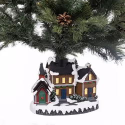Pied de Sapin Led Village de Noël 28cm Multicolore