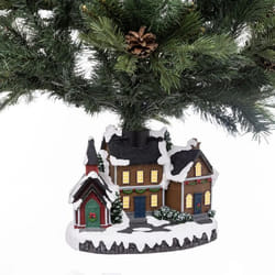 Pied de Sapin Led Village de Noël 28cm Multicolore