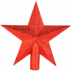 Déco Sapin de Noël Cimier Étoile Rouge Pailleté - Feeric Christmas (-) Dimensions : D. 22 x P. 4,7 cm - Matière : PVC - (-) M ...