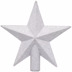 Déco Sapin de Noël Cimier Étoile Argent Pailleté - Feeric Christmas (-) Dimensions : D. 22 x P. 4,7 cm - Matière : PVC - (-)  ...