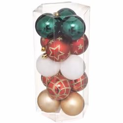 Déco de sapin Lot de 15 Boules de Noël D 5 cm - Vert Rouge et Or - Feeric Christmas (-) Dimensions : D. 5 cm - 15 Boules asso ...
