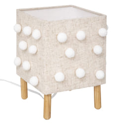 Lampe pompons beige lin