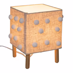 Lampe pompons beige lin - Vue supplémentaire 2