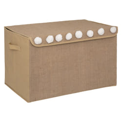 Coffre non-tissé jute et pompons marron