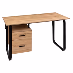 Bureau 2 tiroirs effet bois et métal - 5Five - Naturel - 120 cm x 60 cm x 75 cm