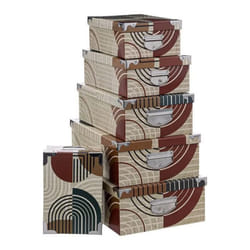 Lot de 6 Boîtes de Rangement Abstrait 48cm Multicolore