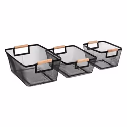 Lot de 3 Paniers Déco en Métal Vodina 36cm Noir