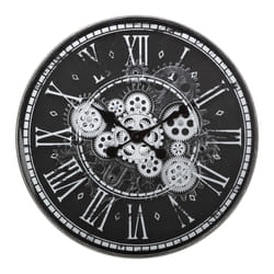 Horloge mécanique "Izia" D51cm noir et blanc en plastique