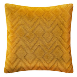 Coussin "Mara" 45x45cm, ocre en fourrure brodé