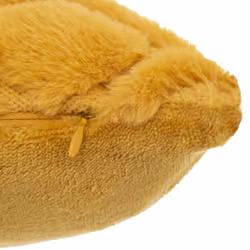 Coussin "Mara" 45x45cm, ocre en fourrure brodé