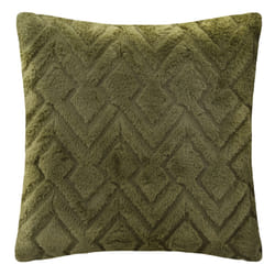 Coussin à fourrure "Mara" brodé kaki 45x45cm
