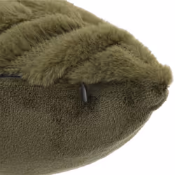 Coussin à fourrure "Mara" brodé kaki 45x45cm