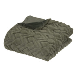 Plaid fourrure brodé "Mara" 180x230 vert kaki