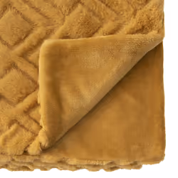 Plaid fausse fourrure bordé "Mara" 120x160cm ocre